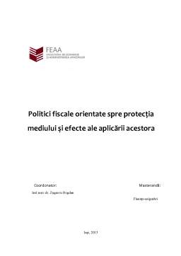 Proiect - Politici fiscale orientate spre protecția mediului și efecte ale aplicării acestora