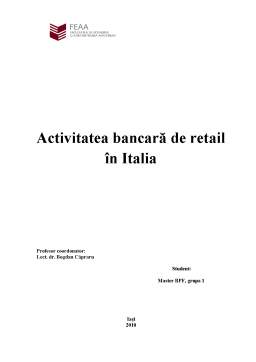 Referat - Activitatea Bancară de Retail în Italia