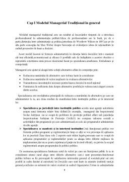 Referat - Aplicabilitatea Modelului Managerial Tradițional în Administrația Publică din România