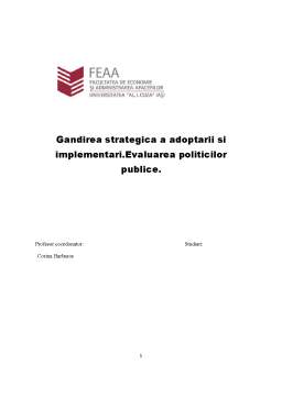 Proiect - Gândirea strategică a adoptării și implementării - evaluarea politicilor publice