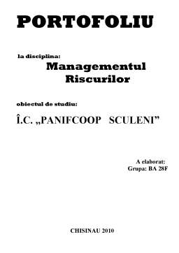 Proiect - Managementul Riscurilor. Obiectul de Studiu - IC Panifcoop Sculeni