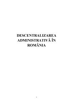Proiect - Descentralizarea Administrativă în România