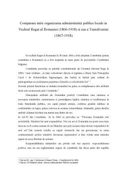 Referat - Comparare între organizarea administrației publice locale în vechiul regat al României (1866-1918) și cea a Transilvaniei (1867-1918)