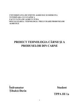 Proiect - Tehnologia Cărnii și a Produselor din Carne