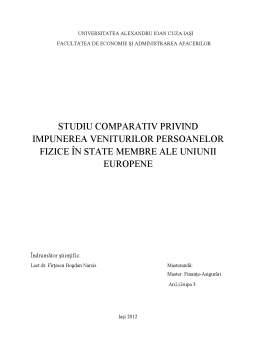 Proiect - Studiu Comparativ privind Impunerea Veniturilor Persoanelor Fizice în State Membre ale Uniunii Europene