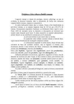 Referat - Originea și dezvoltarea limbii române
