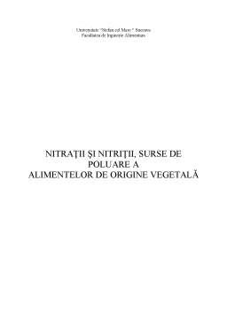Referat - Nitrații și nitritii, surse de poluare a alimentelor de origine vegetală