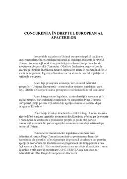 Referat - Concurența în Dreptul European al Afacerilor