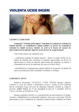 Proiect - Campanie informare - violența ucide îngeri