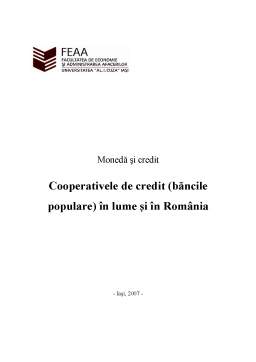 Referat - Cooperativele de credit - băncile populare în lume și în România