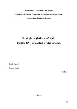 Proiect - Strategia de țintire a inflației - politica BNR de control a ratei inflației