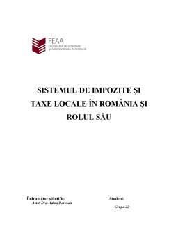 Proiect - Sistemul de Impozite și Taxe Locale în România și Rolul Său