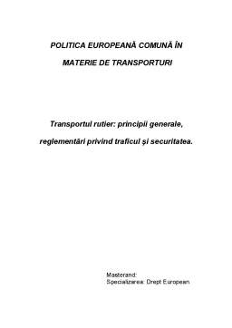 Referat - Politica europeană în materie de transporturi