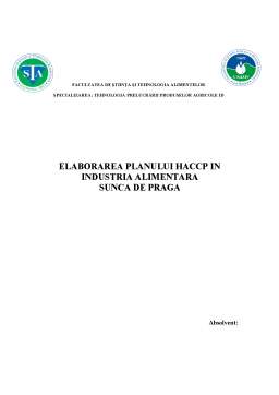 Proiect - Elaborarea planului HACCP - Șunca Praga