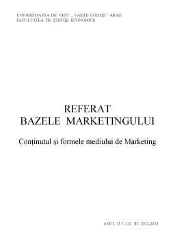 Referat - Bazele marketingului - conținutul și formele mediului de marketing