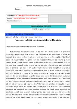 Referat - Controlul Calității Medicamentelor în România