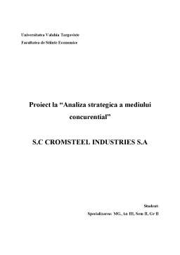 Proiect - Analiza strategică a mediului concurențial - SC Cromsteel Industries SA