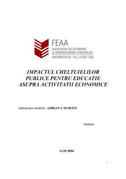 Referat - Impactul cheltuielilor publice pentru educație asupra activității economice