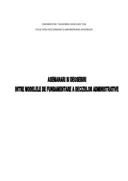 Referat - Asemănări și deosebiri între modelele de fundamentare a deciziilor administrative