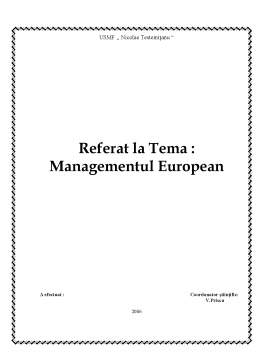 Referat - Managementul European