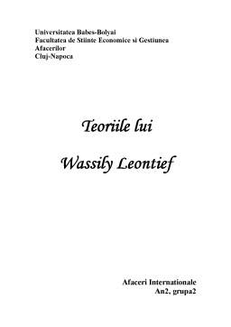 Referat - Teoriile lui Wassily Leontief