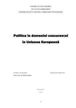 Proiect - Politica în Domeniul Concurenței în Uniunea Europeană