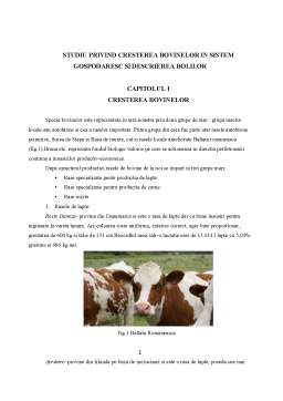 Proiect - Studiu privind creșterea bovinelor în sistem gospodăresc și descrierea bolilor apărute