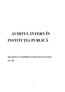 Referat - Audit intern în instituția publică