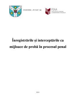 Proiect - Interceptările și înregistrările ca mijloace de probă în procesul penal
