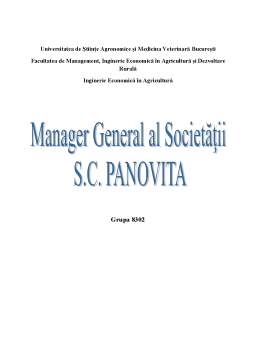 Proiect - Întreprindere simulată - manager general al societății SC Panovita