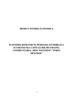 Proiect - Economia României în perioada interbelică și chestiunea capitalurilor străine