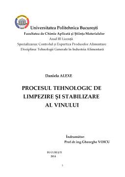 Proiect - Tehnologii Generale de Limpezire și Stabilizare a Vinului