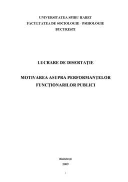 Disertație - Motivarea Asupra Performanțelor Funcționarilor Publici