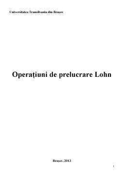 Referat - Operațiuni de Prelucrare în Lohn