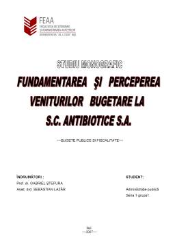 Proiect - Fundamentarea și perceperea veniturilor bugetare la Antibiotice SA Iași
