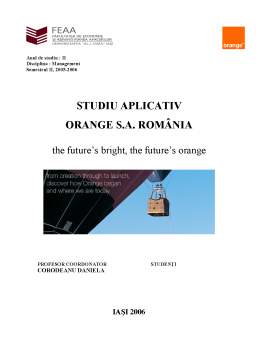 Proiect - Studiu Aplicativ Orange SA România