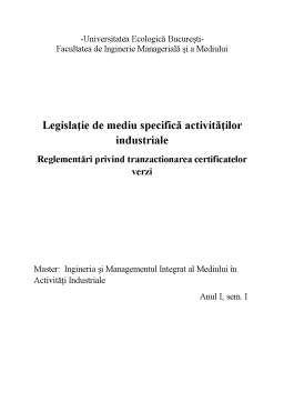 Referat - Legislație de Mediu Specifică Activităților Industriale
