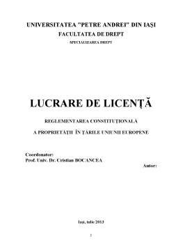 Licență - Reglementarea Constituțională a Proprietății în Țările Uniunii Europene