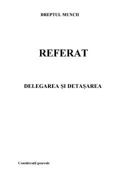Referat - Delegarea și Detașarea