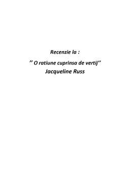 Referat - O rațiune cuprinsă de vertij - Jacqueline Russ