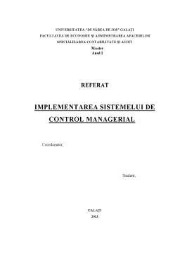 Proiect - Implementarea Sistemelui de Control Managerial