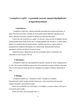 Referat - Commiphora Wightii - O Potențială Sursă de Compuși Hipolipidemici și Hipocolesterolemici