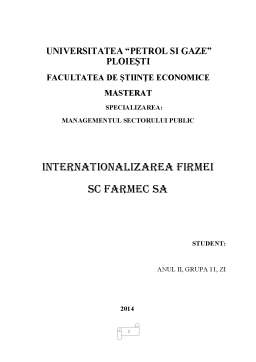 Proiect - Internaționalizarea firmei SC Farmec SA