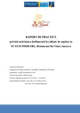 Proiect - Raport practică Restaurant Da Vinci