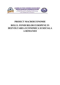 Proiect - Rolul fondurilor europene în dezvoltarea economică și socială a României