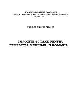 Referat - Impozite și taxe pentru protecția mediului în România