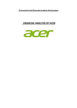 Referat - Financial and Economic Analysis of Acer