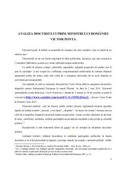 Referat - Analiza Discursului prim-ministrului României Victor Ponta