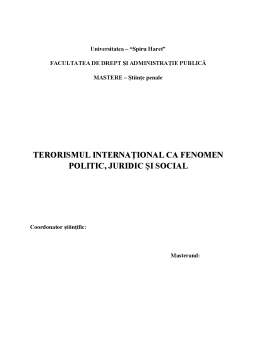 Referat - Terorismul internațional ca fenomen politic, juridic și social