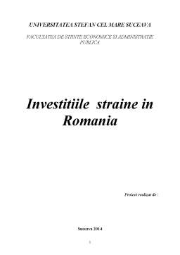 Referat - Investițiile străine în România